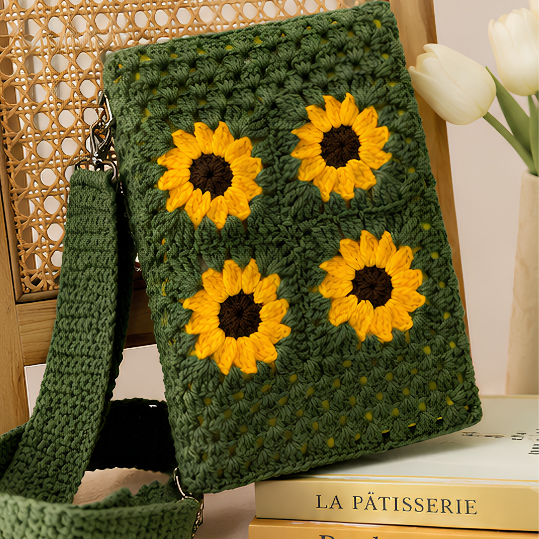 Sunflower Granny Squares Book Cover