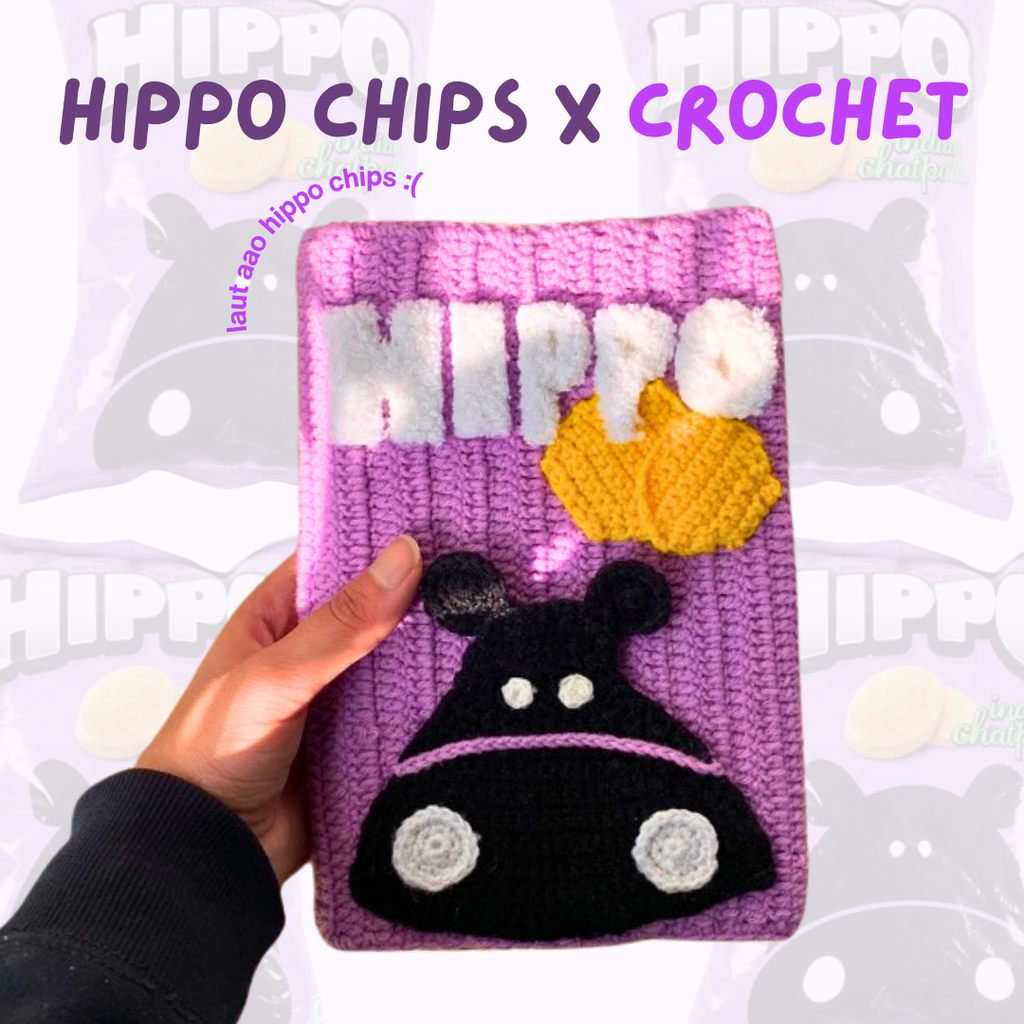 Hippo Chips Crochet Book Cover