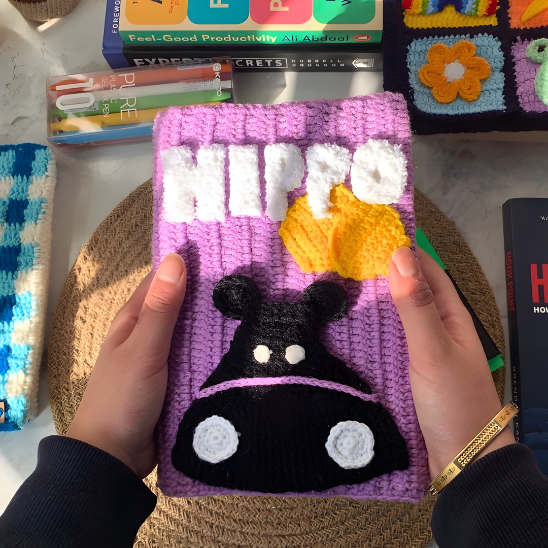 Hippo Chips Crochet Book Cover