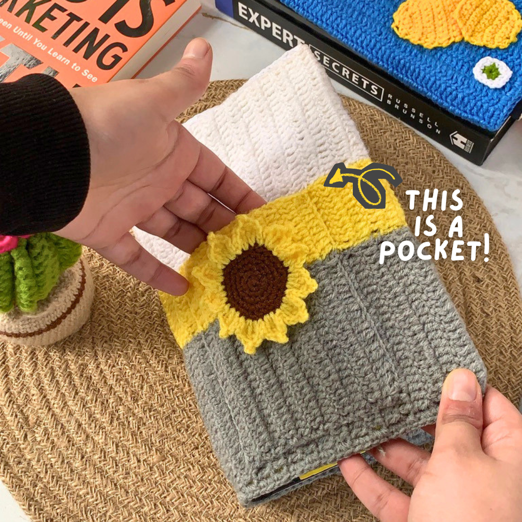 Sunflower Book Cover with Pocket