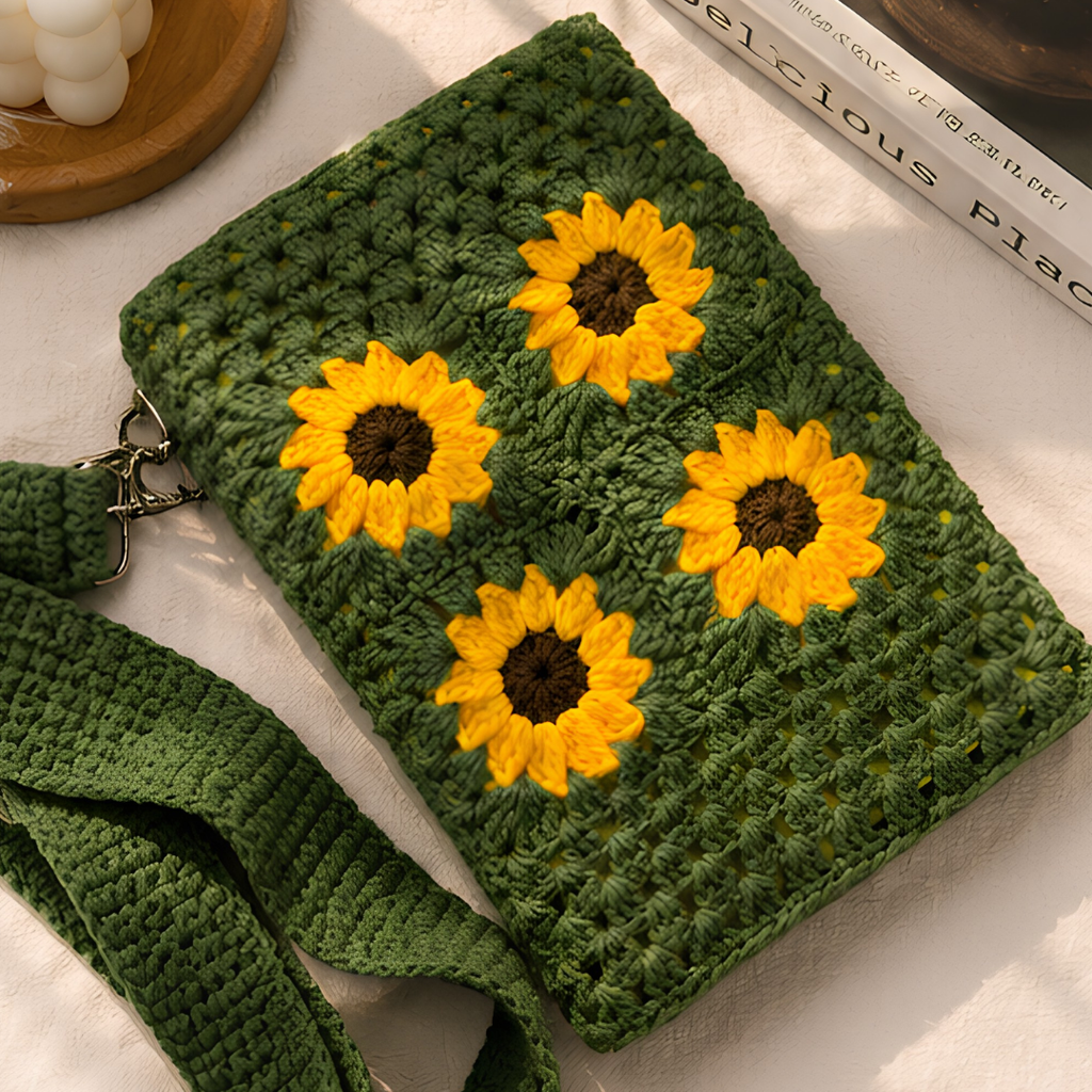 Sunflower Granny Squares Book Cover