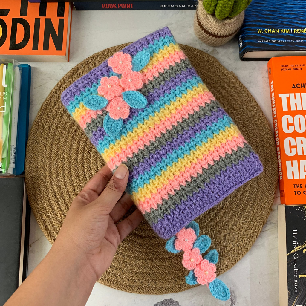 Pastel Striped Floral Book Cover